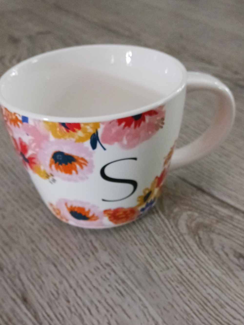 Target Opal House White Ceramic Mug with Floral Pattern - Monogram S